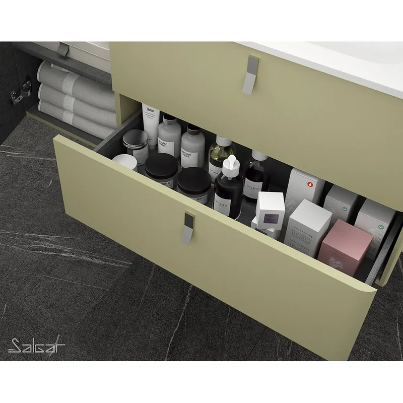 Mueble de Baño con Patas Lavabo sobre Encimera Salgar Uniiq 120 cm Verde Salvia