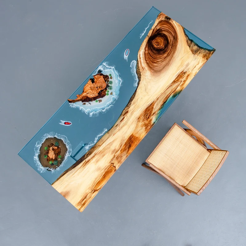 Custom Epoxy Table with Walnut Natural Decorate - Made to Order