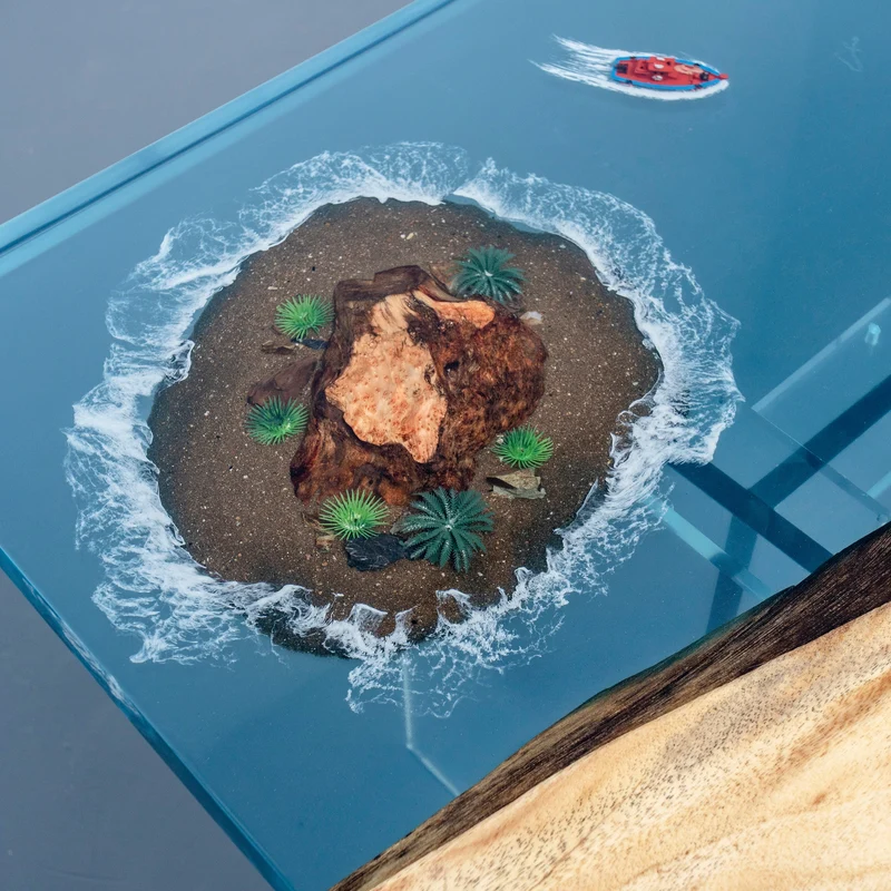 Custom Epoxy Table with Walnut Natural Decorate - Made to Order