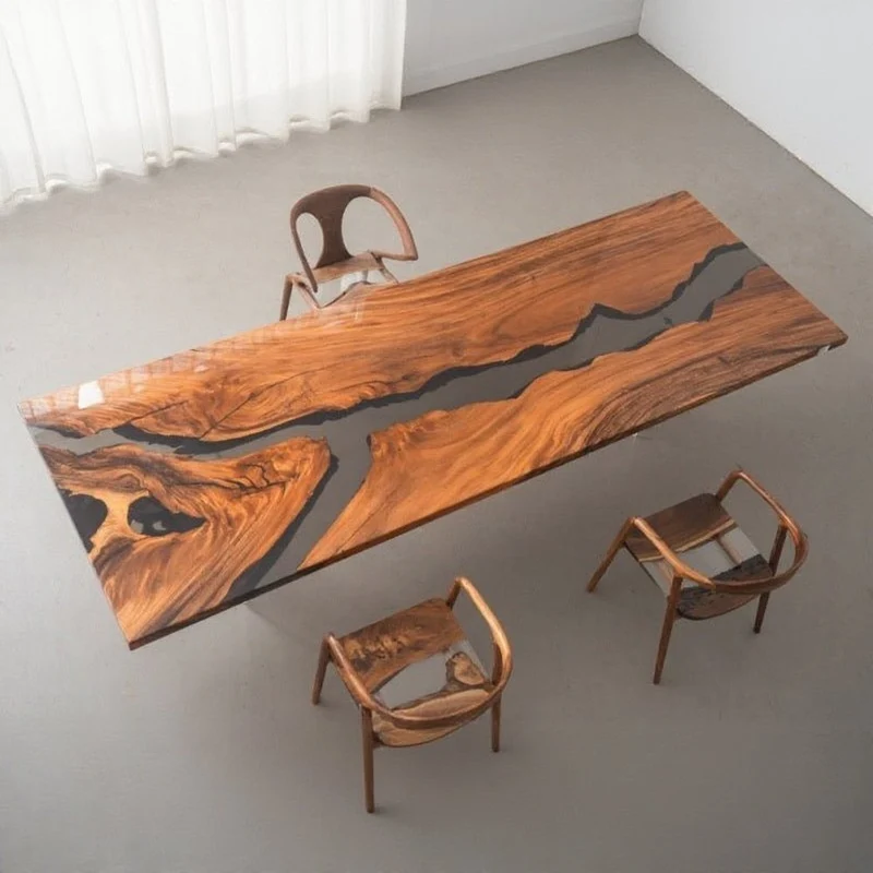 Crescendo Black Clear River Epoxy Resin Table