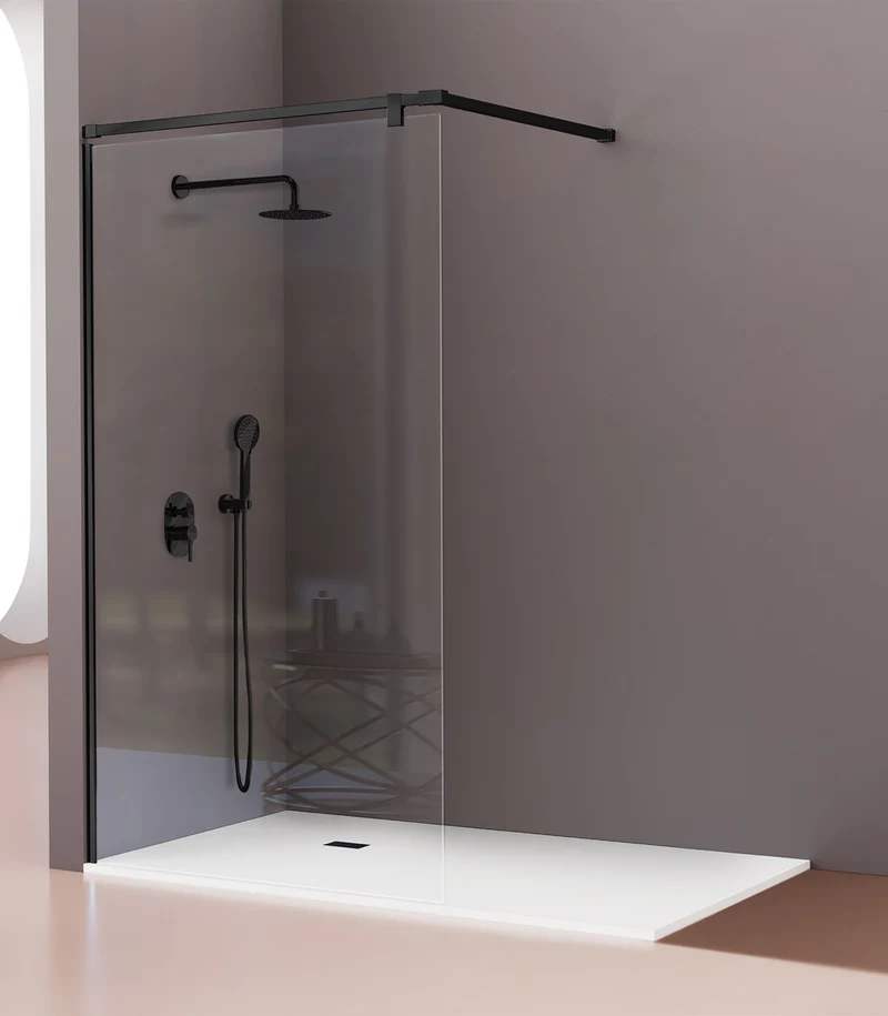 Mampara de Ducha FRESH SALOMON FS683 | Fijo + Barra a 90º en Acero Inox