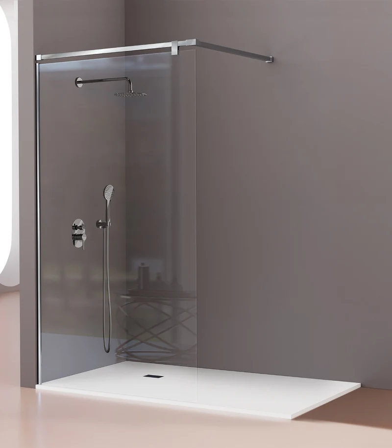Mampara de Ducha FRESH SALOMON FS683 | Fijo + Barra a 90º en Acero Inox