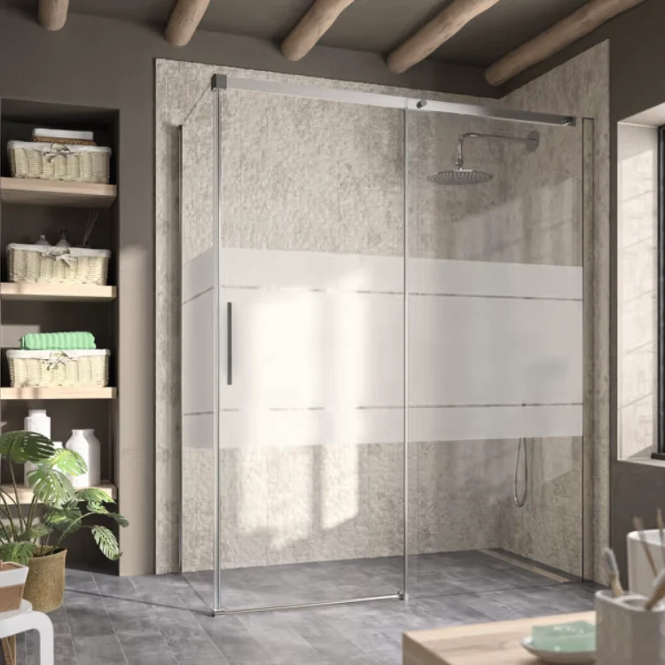 Mampara Angular LUNA (LU102+LU103) | Frontal con 1 Puerta Corredera y Lateral Fijo