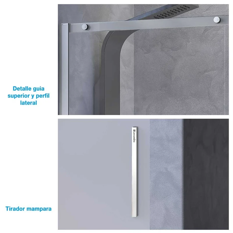 Mampara Angular LUNA (LU102+LU103) | Frontal con 1 Puerta Corredera y Lateral Fijo