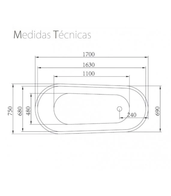 Bañera Exenta CARIBE de Aquore. Acrilica (170x75 cm)