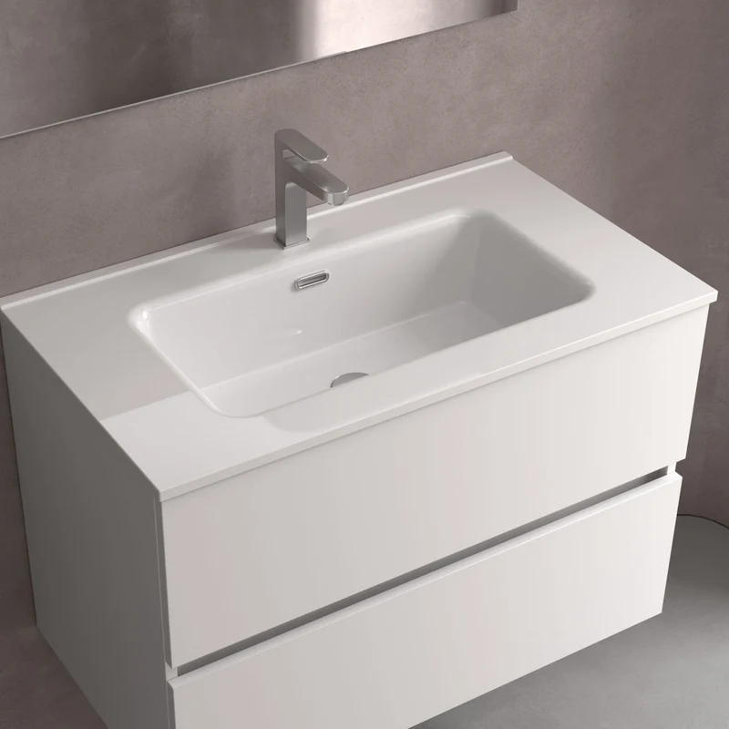 Lavabo Integrado CONSTANZA de Porcelana Blanca de Salgar