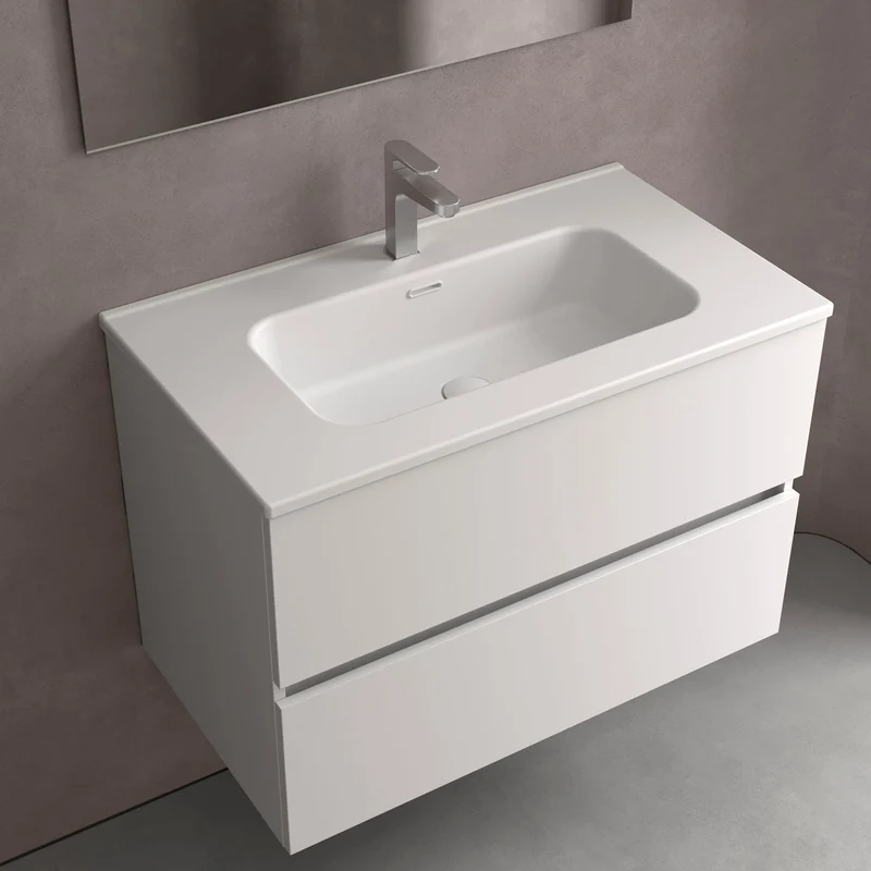 Lavabo Integrado CONSTANZA de Porcelana Blanca de Salgar