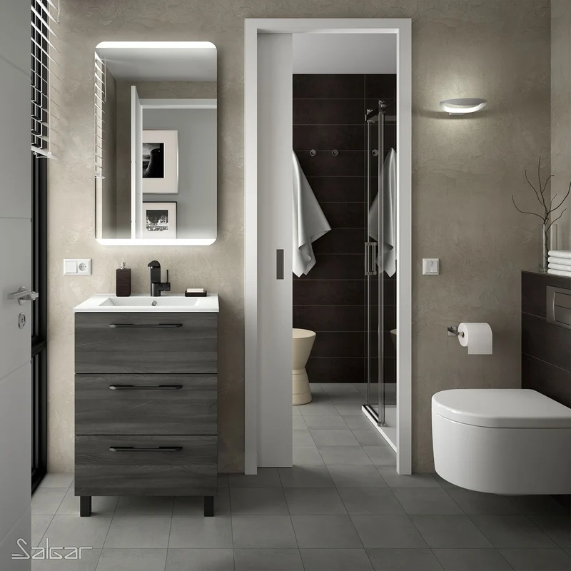 Lavabo Integrado CONSTANZA de Porcelana Blanca de Salgar