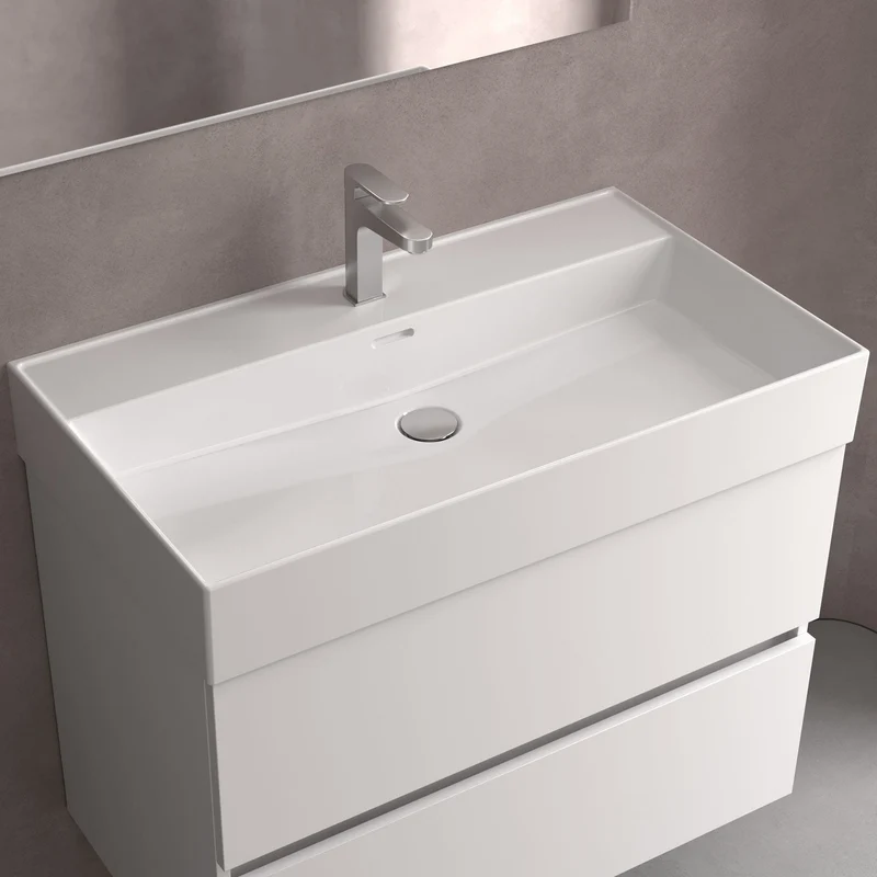 Lavabo Integrado de una Poza VENETO. Porcelana Blanca de 61 a 121 cm