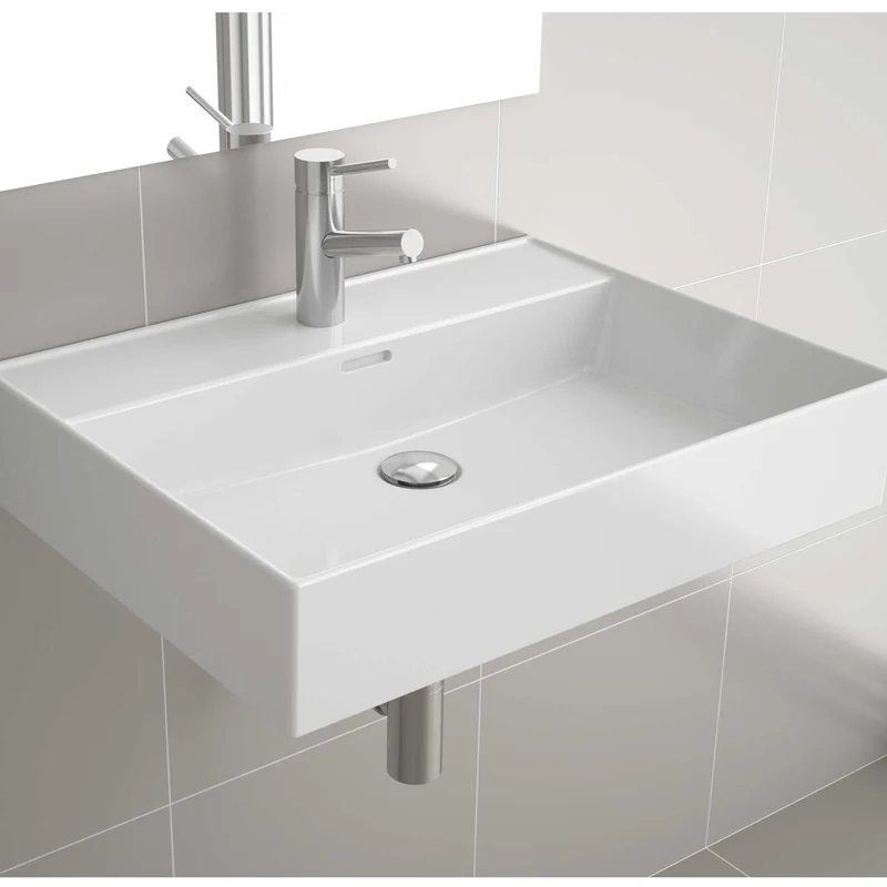 Lavabo Integrado de una Poza VENETO. Porcelana Blanca de 61 a 121 cm