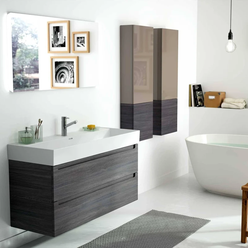 Lavabo Integrado de una Poza VENETO. Porcelana Blanca de 61 a 121 cm