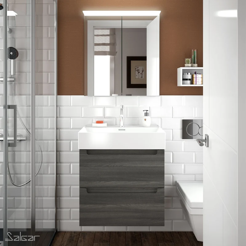 Lavabo Integrado de una Poza VENETO. Porcelana Blanca de 61 a 121 cm