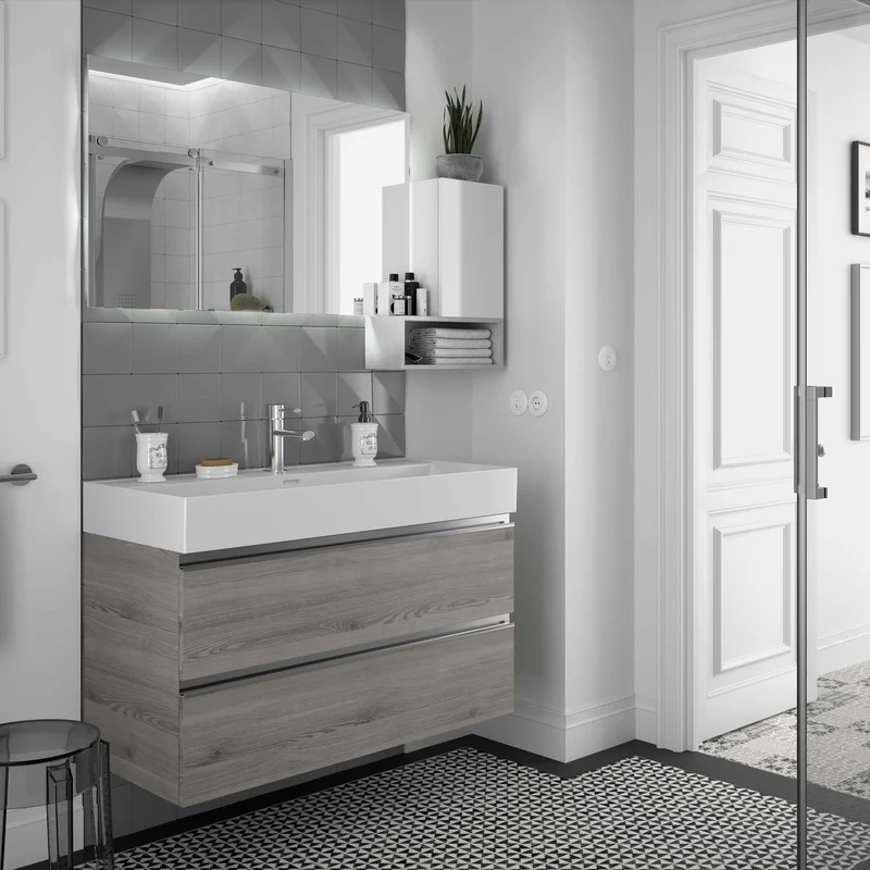 Lavabo Integrado de una Poza VENETO. Porcelana Blanca de 61 a 121 cm