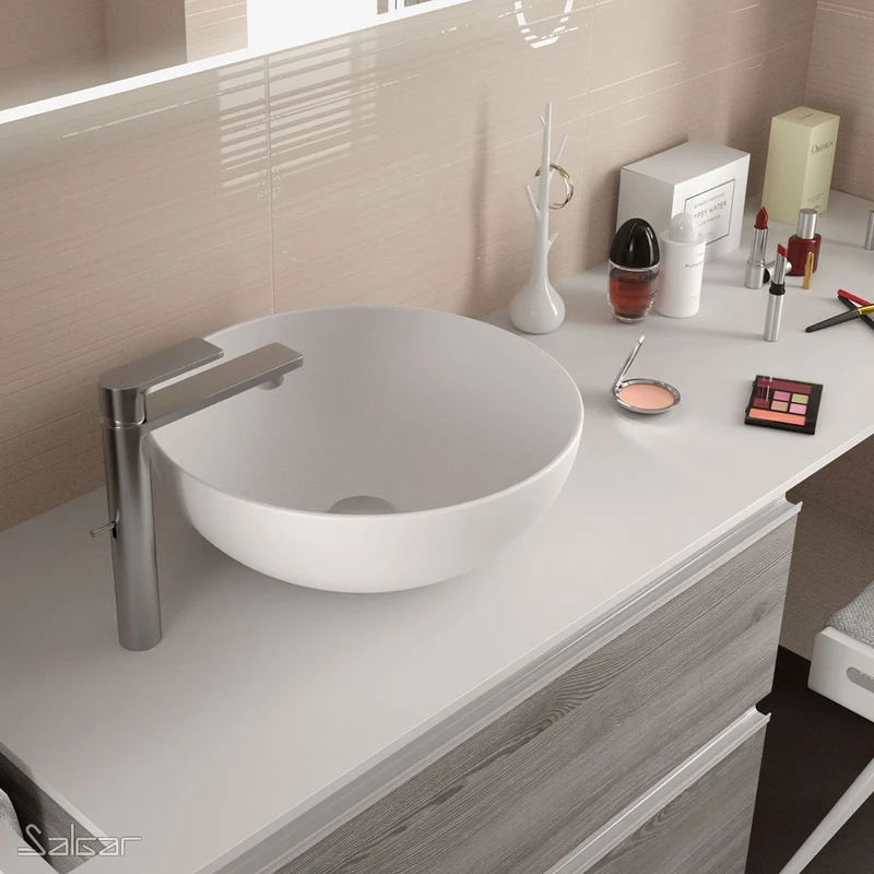 Lavabo de posar ALTIRO PORCELANA BLANCA MATE de 390 x 140 mm