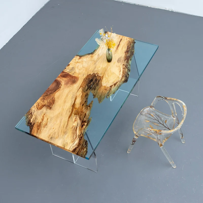 Radiance Light Color Walnut Wood Epoxy Resin Tables for Sale