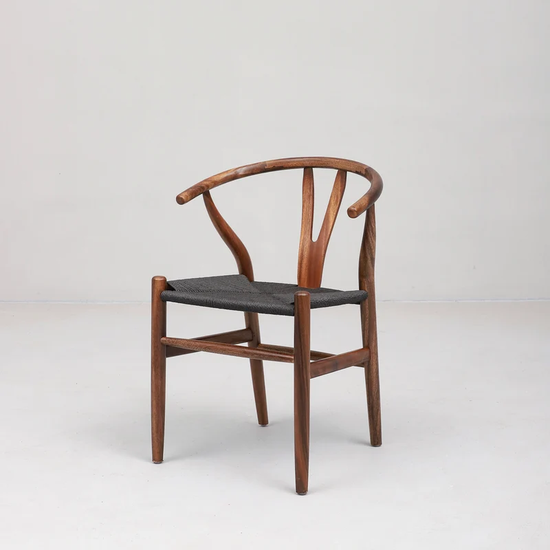 Hemp Seat South American Walnut Wood Chair