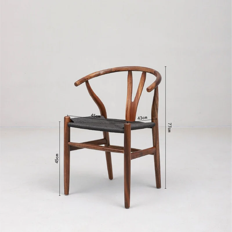 Hemp Seat South American Walnut Wood Chair