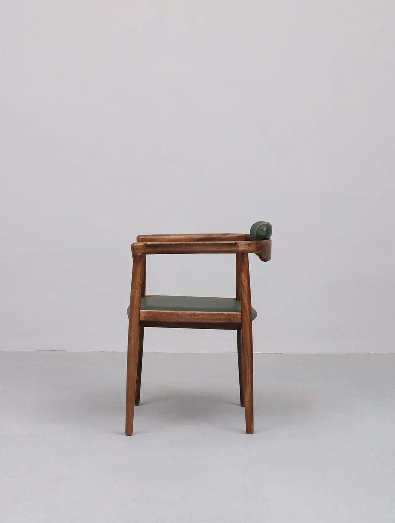 Faux Leather Accent Chair Made of Monkey Pod Wood
