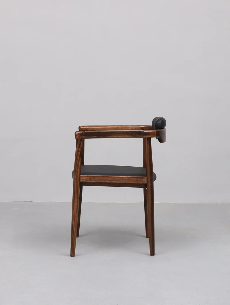Illuminate Black Leather Padded Walnut Wood Chair