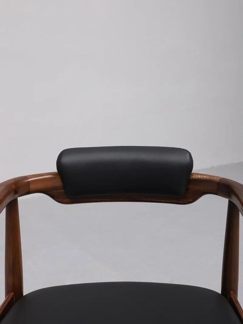 Illuminate Black Leather Padded Walnut Wood Chair