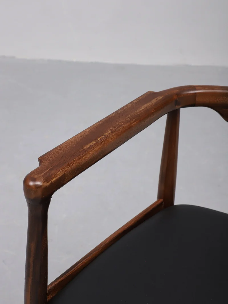 Illuminate Black Leather Padded Walnut Wood Chair