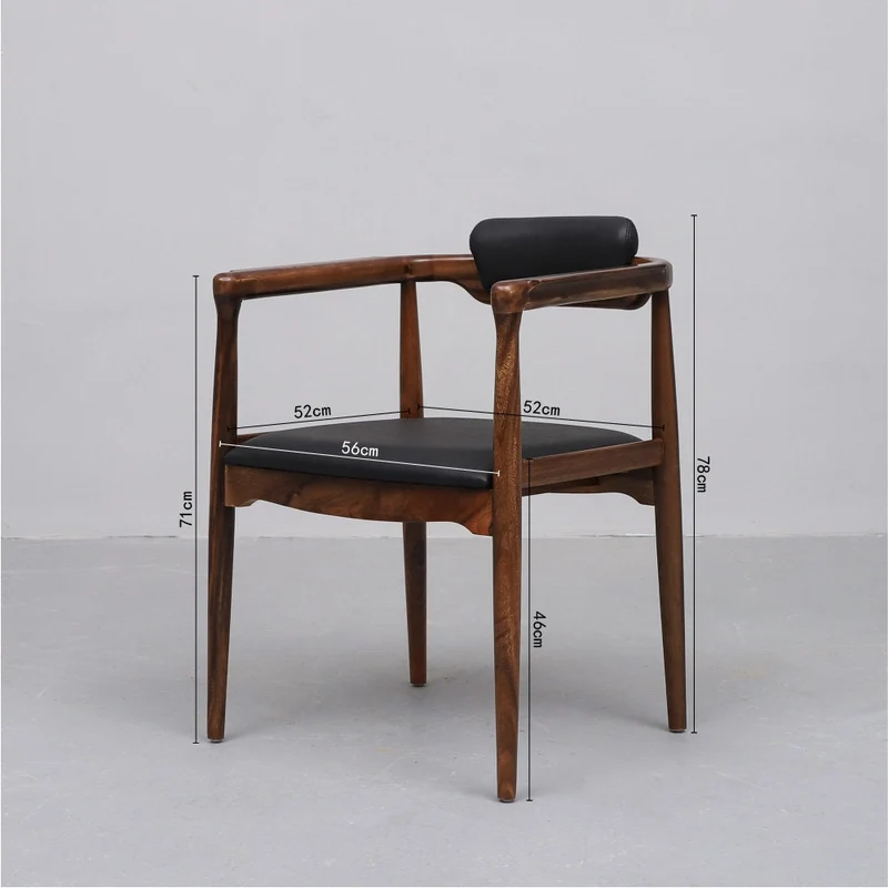 Illuminate Black Leather Padded Walnut Wood Chair