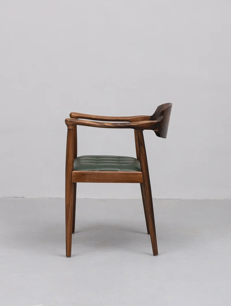 South American Walnut Vintage Danish Dining Chair with Leather