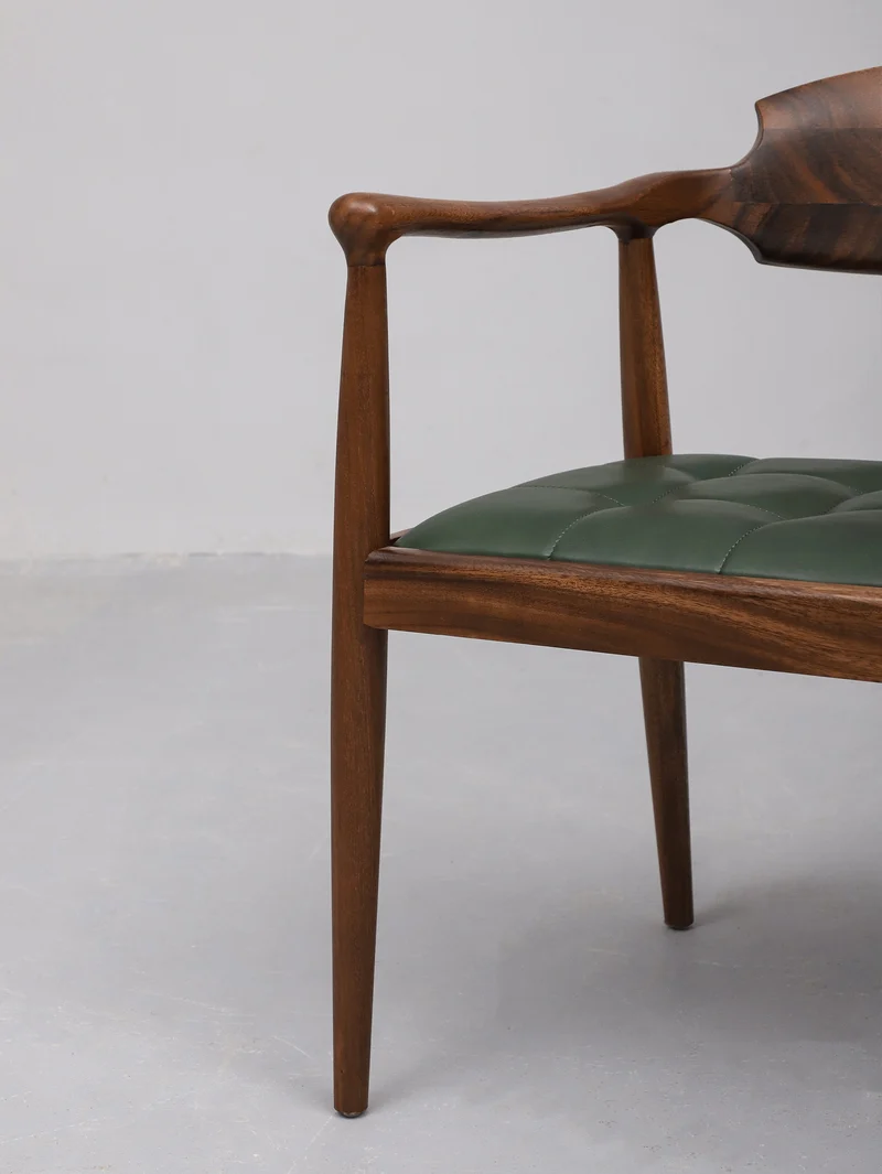 South American Walnut Vintage Danish Dining Chair with Leather