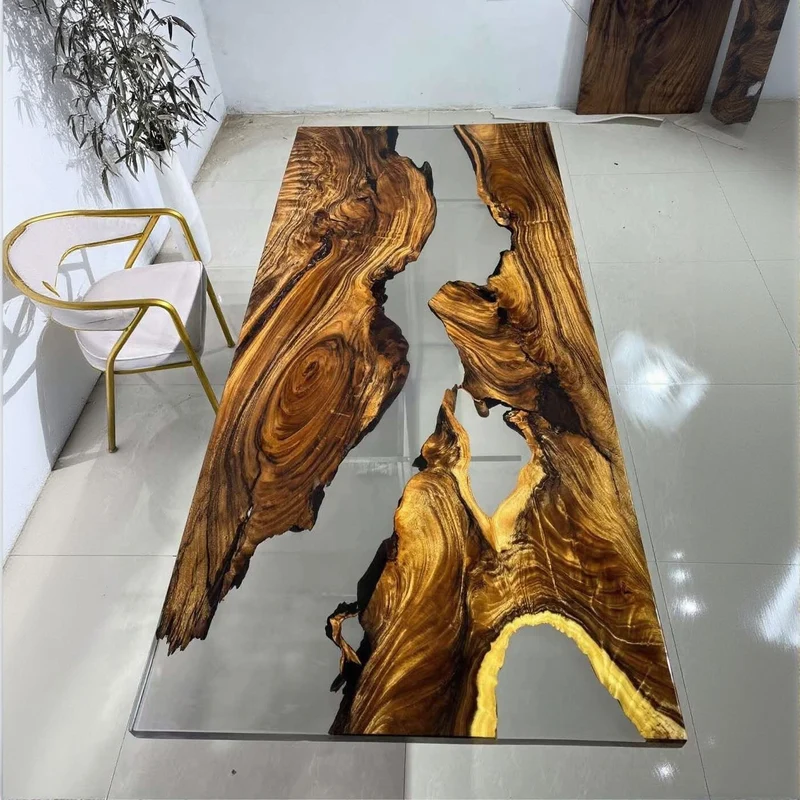 Arcane Geometry Walnut Wood Resin Table