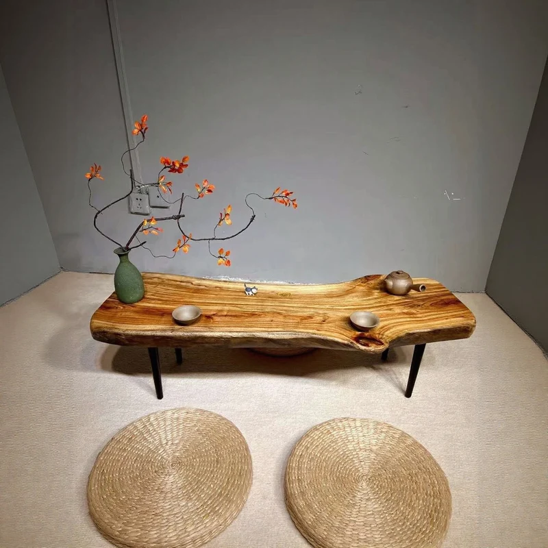 Japanese Style Live Edge Solid Wood Coffee Table