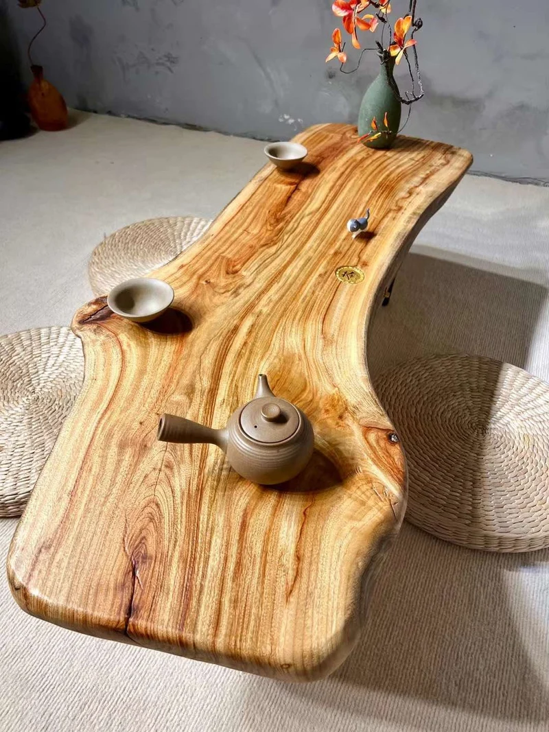 Japanese Style Live Edge Solid Wood Coffee Table