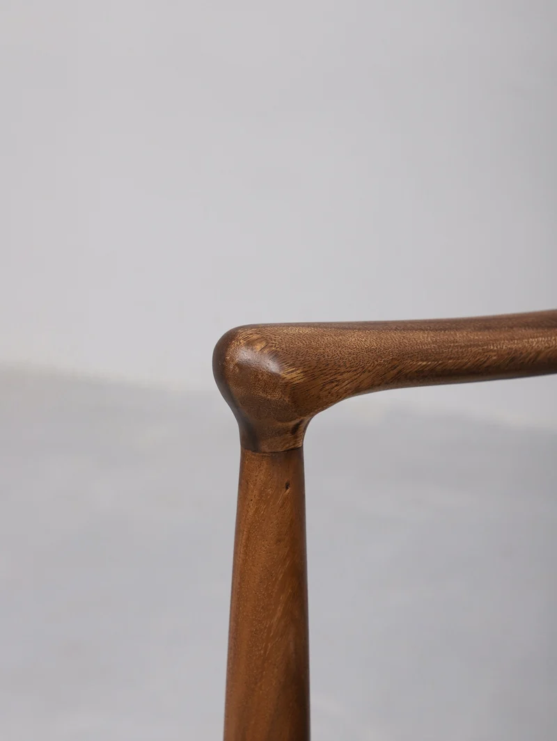 Scandinavian Solid Wood Armchair with Leather