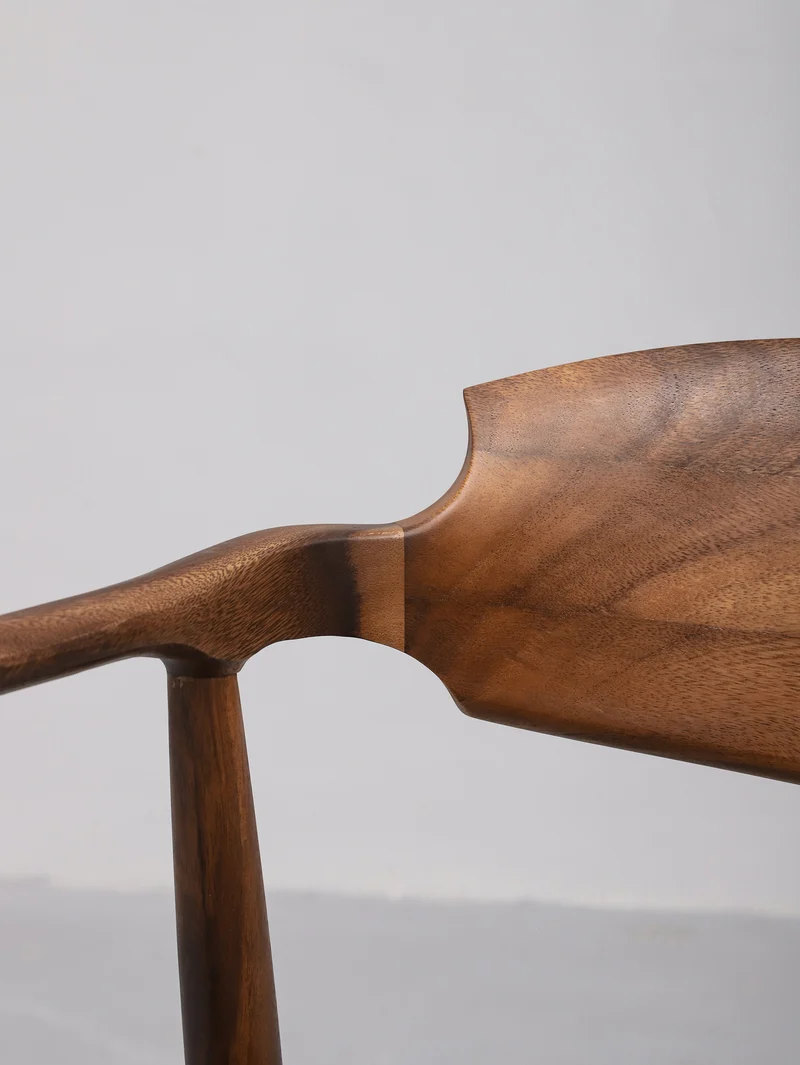 Scandinavian Solid Wood Armchair with Leather