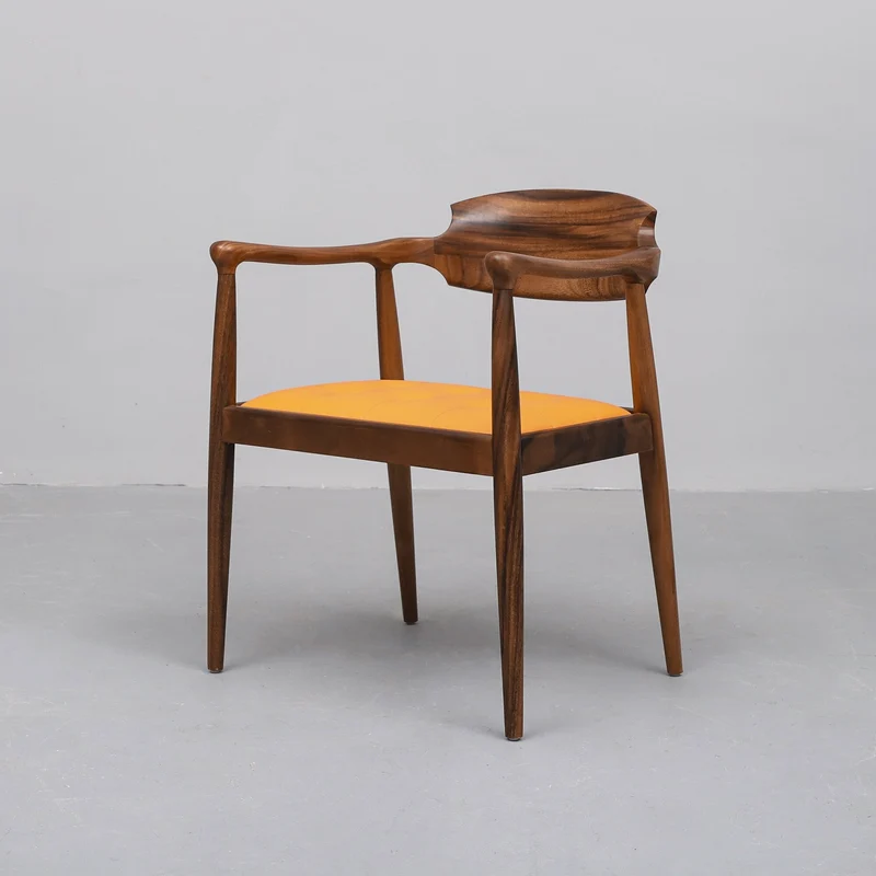 Leather South American Walnut Wood Chair
