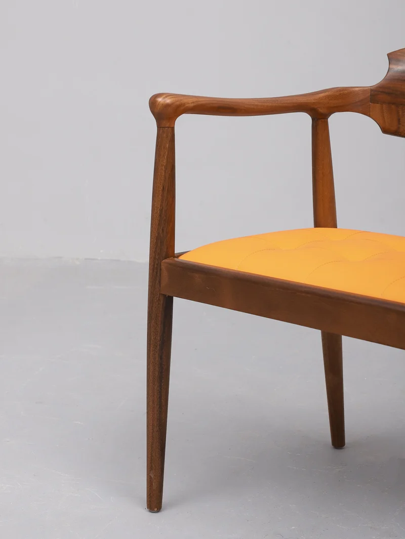 Leather South American Walnut Wood Chair
