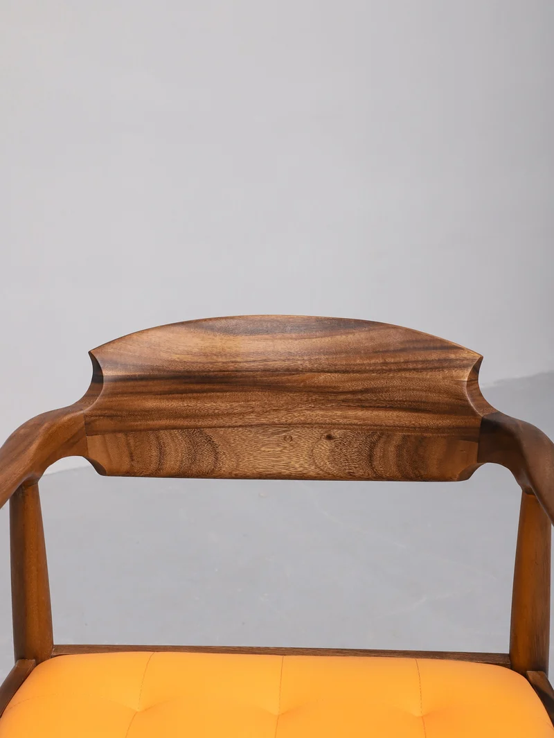 Leather South American Walnut Wood Chair