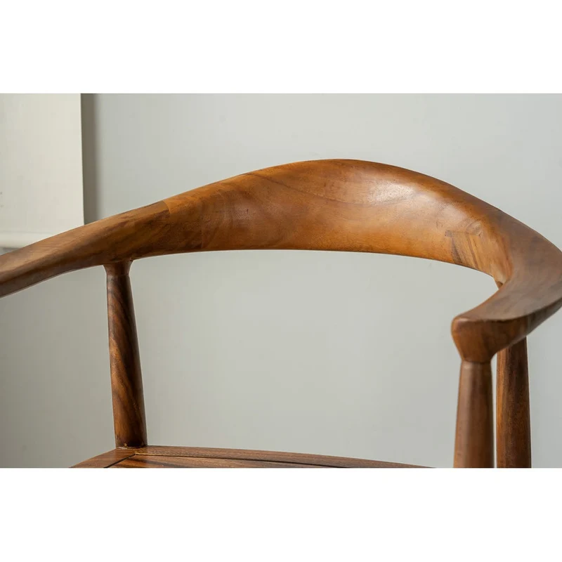 Modern Solid Wood Low Back Arm Dining Chair