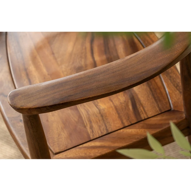 Modern Solid Wood Low Back Arm Dining Chair