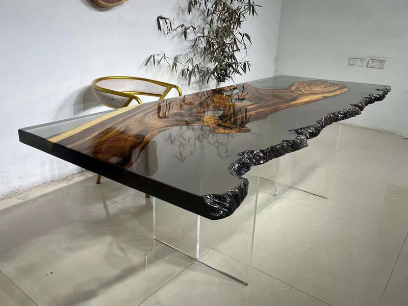 Live Edge Epoxy Resin Dining Table in South American Walnut Wood