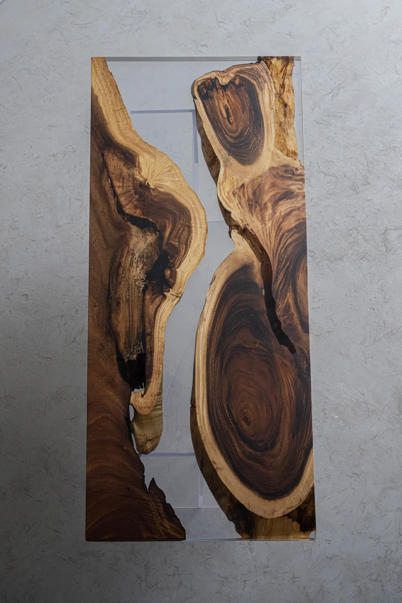 Virtue Solid Wood Rectangular Epoxy Table Top
