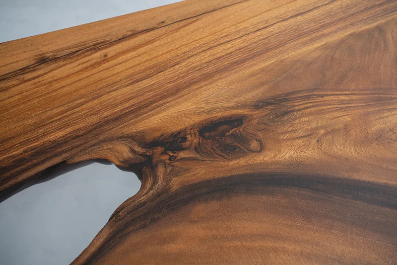 Haven Full Walnut Wood Brown Epoxy Resin Table