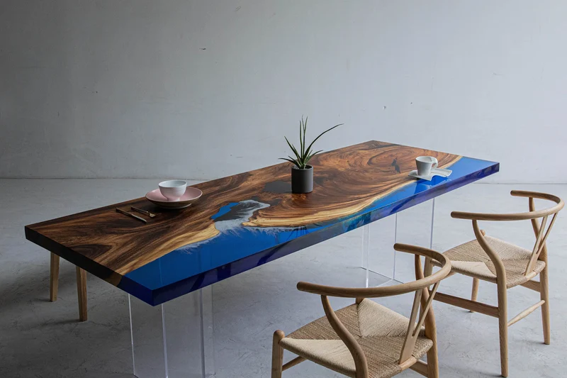 Epoxy Resin Solid Wood Dining Table
