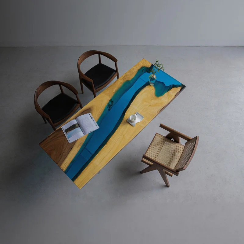 Multiple Color Changes River Epoxy Resin Table