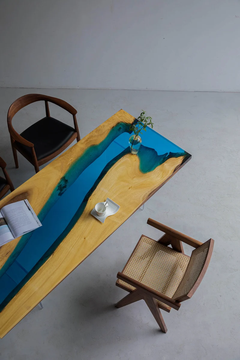 Multiple Color Changes River Epoxy Resin Table