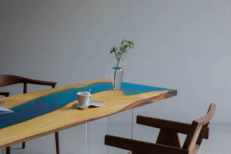 Multiple Color Changes River Epoxy Resin Table