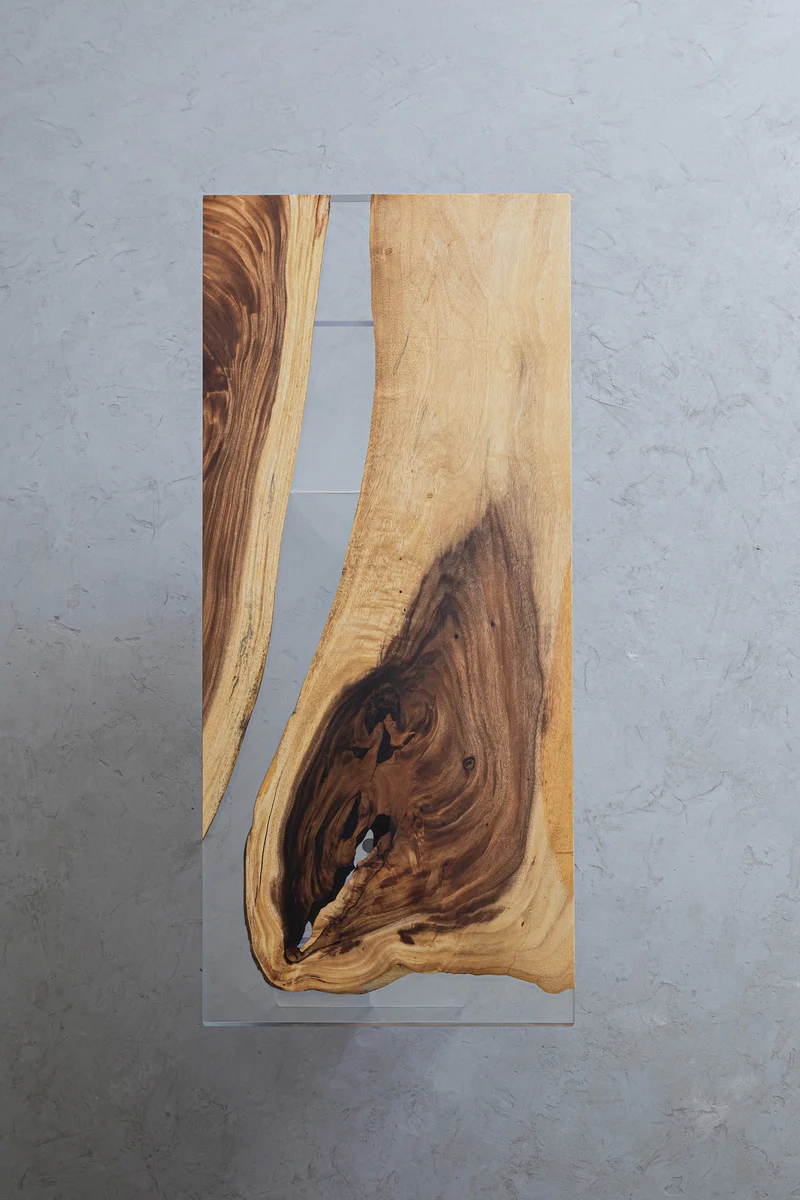 Light Color Epoxy Resin Solid Wood Table