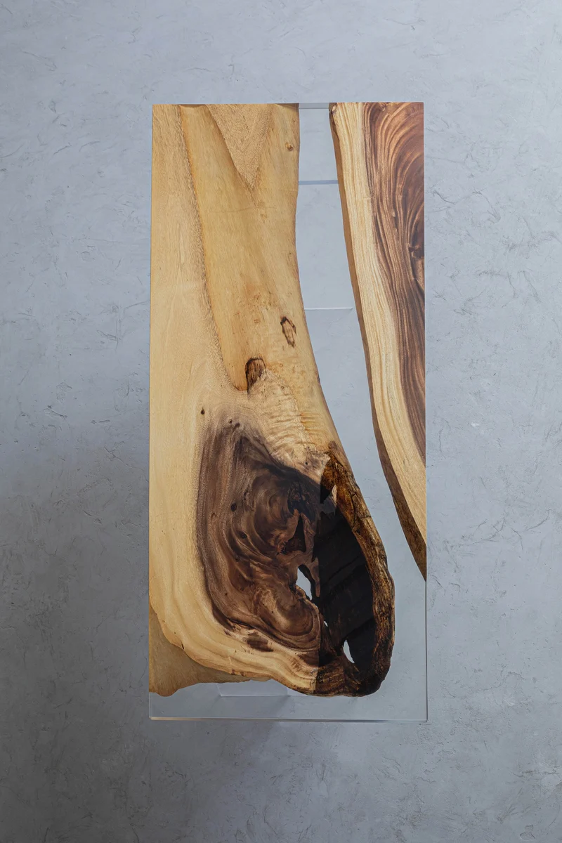 Light Color Epoxy Resin Solid Wood Table
