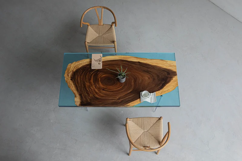 Aether Two-Color Single Wood Epoxy Resin Dining Table