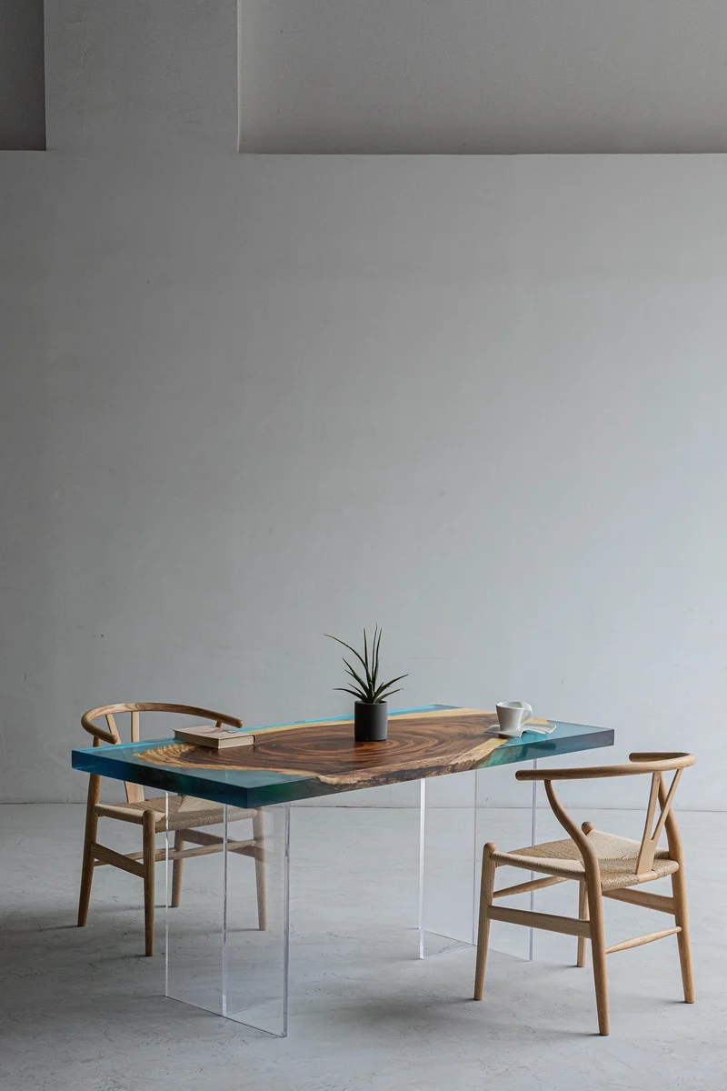Aether Two-Color Single Wood Epoxy Resin Dining Table