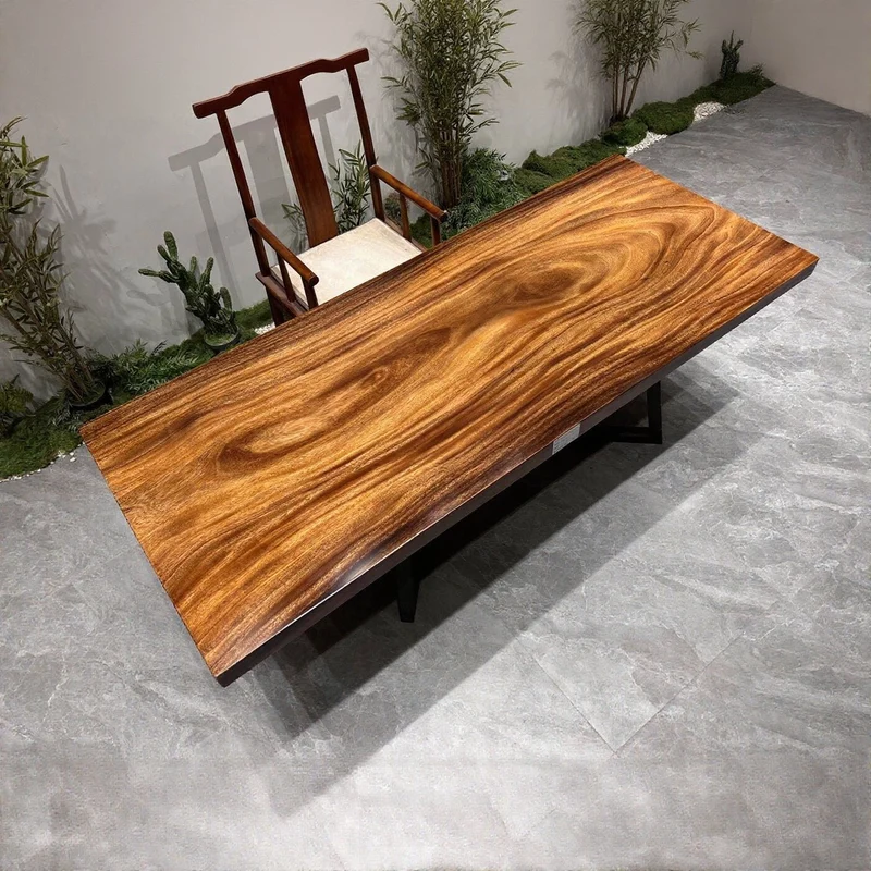 Verve Straight Cut Single Wood Slab Tables